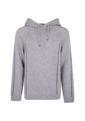 Giorgio Armani contrast-stitch alpaca hoodie - Neutrals