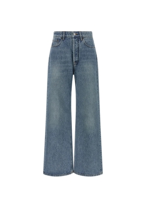 Miu Miu logo-embroidered flared jeans - Blue