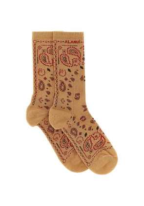 Alanui Bandana paisley jacquard socks - Neutrals