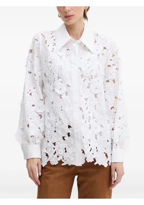 LUISA SPAGNOLI Balista floral-lace crystal-embellished shirt - White