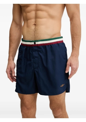 Aeronautica Militare logo-embroidered striped-waistband swim shorts - Blue