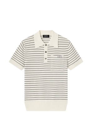 A.P.C. fitted striped ecru polo - Neutrals