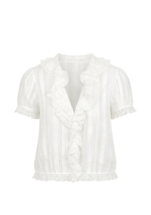 DÔEN Bernadette ruffled lace-trim blouse - White