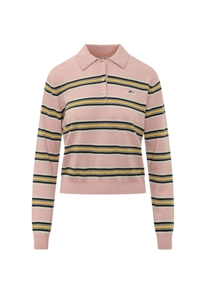 Fiorucci Angels-patch striped polo-collar sweater - Pink