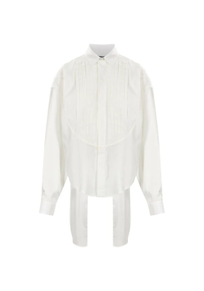 DARKPARK pleated-bib asymmetric-hem shirt - White