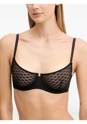 Emporio Armani monogram-pattern underwired bra - Black