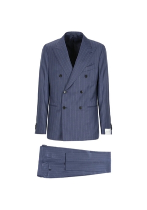 Caruso pinstripe double-breasted suit - Blue