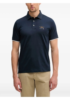 Aeronautica Militare logo-embroidered short-sleeve polo shirt - Blue