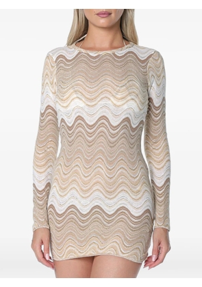 MC2 Saint Barth short Imany dress in brown degradé raschel fabric - Neutrals