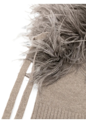 P.A.R.O.S.H. feather-embellished wool beanie - Grey