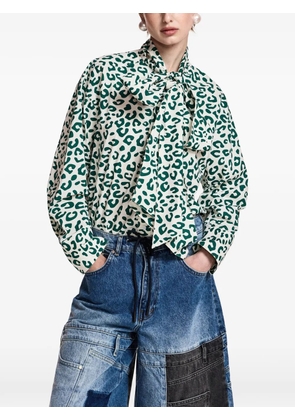 Essentiel Antwerp Khaleesi leopard-print pussy-bow shirt - Neutrals