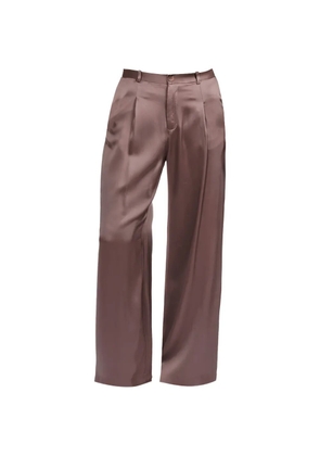 LAPOINTE pleated satin-finish trousers - Brown