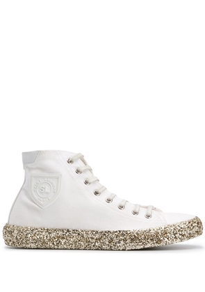 Saint Laurent Bedford glitter-embellished hi-top sneakers - Neutrals