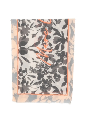 Marc O'Polo floral-print logo-motif scarf - Grey