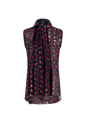 Adam Lippes Swayze polka-dot scarf-neck top - Blue