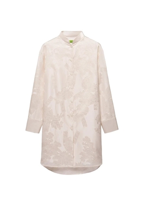 Shanghai Tang patterned-jacquard shirt dress - Pink
