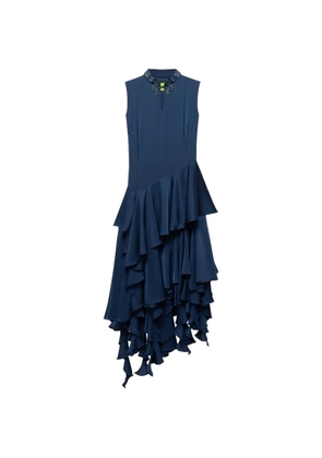 Shanghai Tang bead-embellished ruffled Qipao dress - Blue