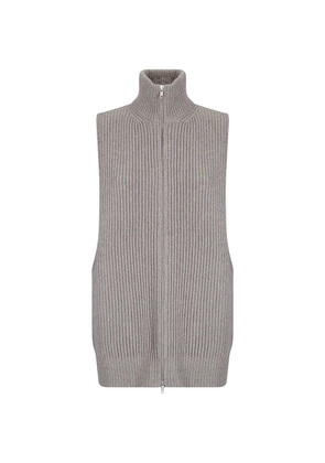 MM6 Maison Margiela ribbed-knit zip-up gilet - Grey
