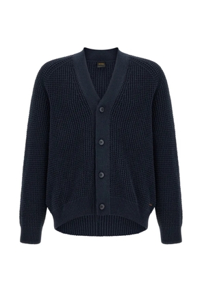 BOSS honeycomb-knit V-neck cardigan - Blue