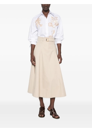 ERMANNO FIRENZE embroidered-floral long-sleeves shirt - White