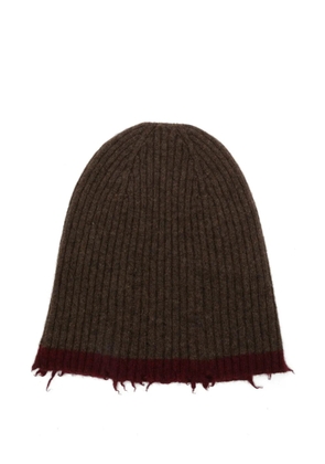 Uma Wang ribbed frayed-edge beanie hat - Brown