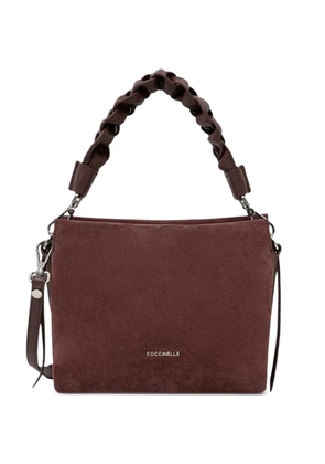 Coccinelle small braided-handle suede tote bag - Brown