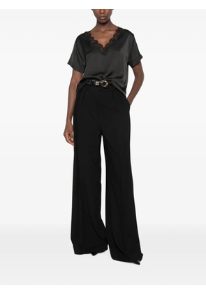 ERMANNO FIRENZE V-neck lace-trim top - Black