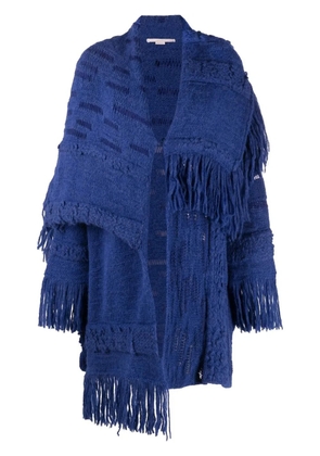 Stella McCartney asymmetric fringed cardi-coat - Blue