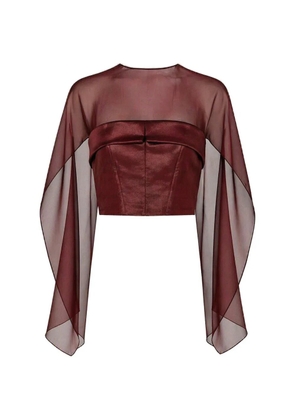 Alberta Ferretti sheer-panel corset blouse - Red