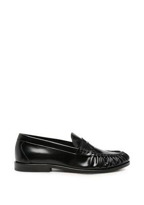 VINNY'S ruched-detail leather loafers - Black
