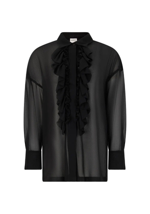 P.A.R.O.S.H. ruffled semi-sheer blouse - Black