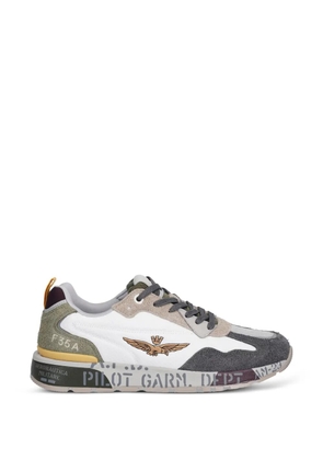 Aeronautica Militare logo-embroidered panelled sneakers - White