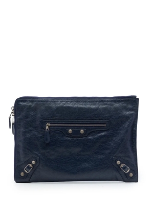 Balenciaga Pre-Owned 2016 Lambskin Motocross Giant 12 Zip Around Flat clutch bag - Blue