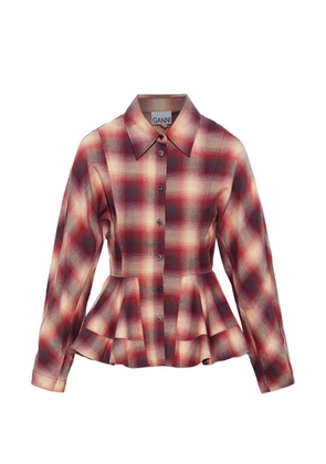 GANNI checked peplum-waist shirt - Red