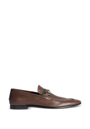 Gucci Web-stripe Horsebit flat loafers - Brown