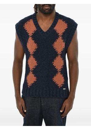 DSQUARED2 argyle-knit V-neck sweater - Blue