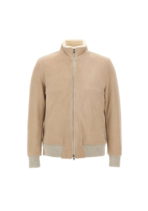 Barba Rivet shearling-lined suede jacket - Neutrals