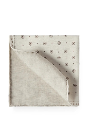 Brunello Cucinelli silk pocket square with geometric design - Neutrals