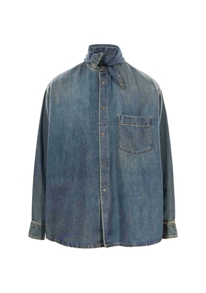 DARKPARK scarf-detail denim shirt - Blue
