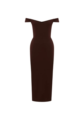 Alex Perry off-shoulder midi dress - Brown