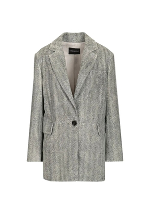 Emporio Armani chevron-print leather blazer - Grey