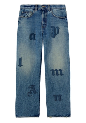 Palm Angels logo patch straight jeans - Blue