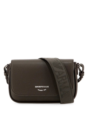 Emporio Armani logo-print pebbled-effect crossbody bag - Brown