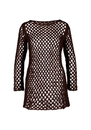 Haight Flavia open-knit boat-neck mini dress - Brown