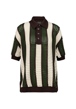 Haight striped open-knit polo shirt - Green