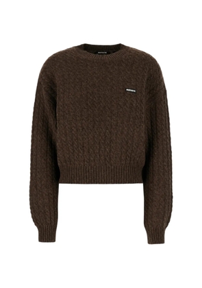 ROTATE BIRGER CHRISTENSEN cable-knit logo-patch sweater - Brown