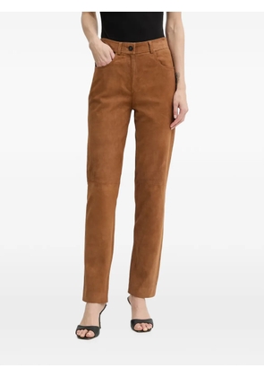 LUISA SPAGNOLI Aletta suede-finish panelled trousers - Brown