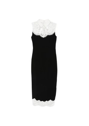 Self-Portrait lace-trimmed bow-detail midi dress - Black