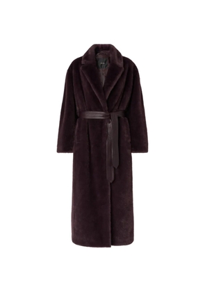 PINKO long faux-fur coat with belt - Brown