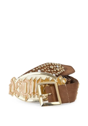 DSQUARED2 studded logo-buckle belt - Brown